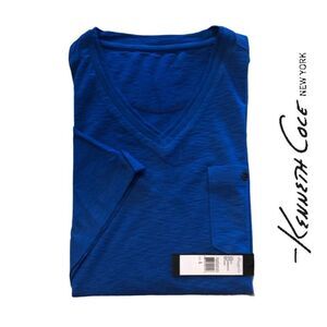Kenneth Cole New York V Neck Pocket T-Shirt, 100% cotton in Caribbeanโ Blโฆ